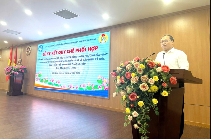 Công đoàn Phường Cầu Giấy ký kết Quy chế phối hợp với Bảo hiểm xã hội cơ sở Cầu Giấy, giai đoạn 2025 - 2030- Ảnh 2.