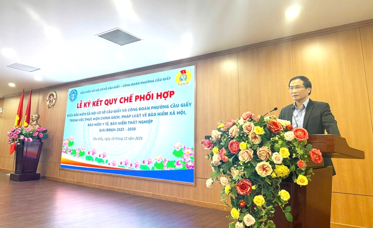 Công đoàn Phường Cầu Giấy ký kết Quy chế phối hợp với Bảo hiểm xã hội cơ sở Cầu Giấy, giai đoạn 2025 - 2030- Ảnh 3.