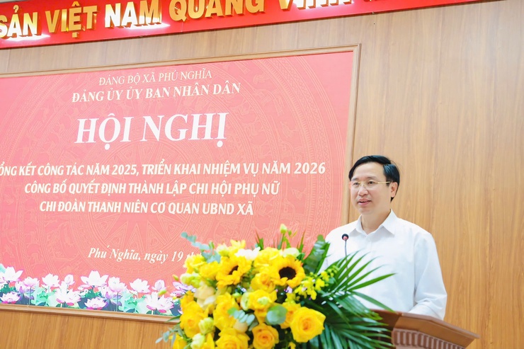Đảng ủy UBND xã Phú Nghĩa tổng kết công tác năm 2025, triển khai nhiệm vụ năm 2026; Công bố Quyết định thành lập Chi hội Phụ nữ, Chi đoàn Thanh niên Cơ quan UBND xã- Ảnh 9.