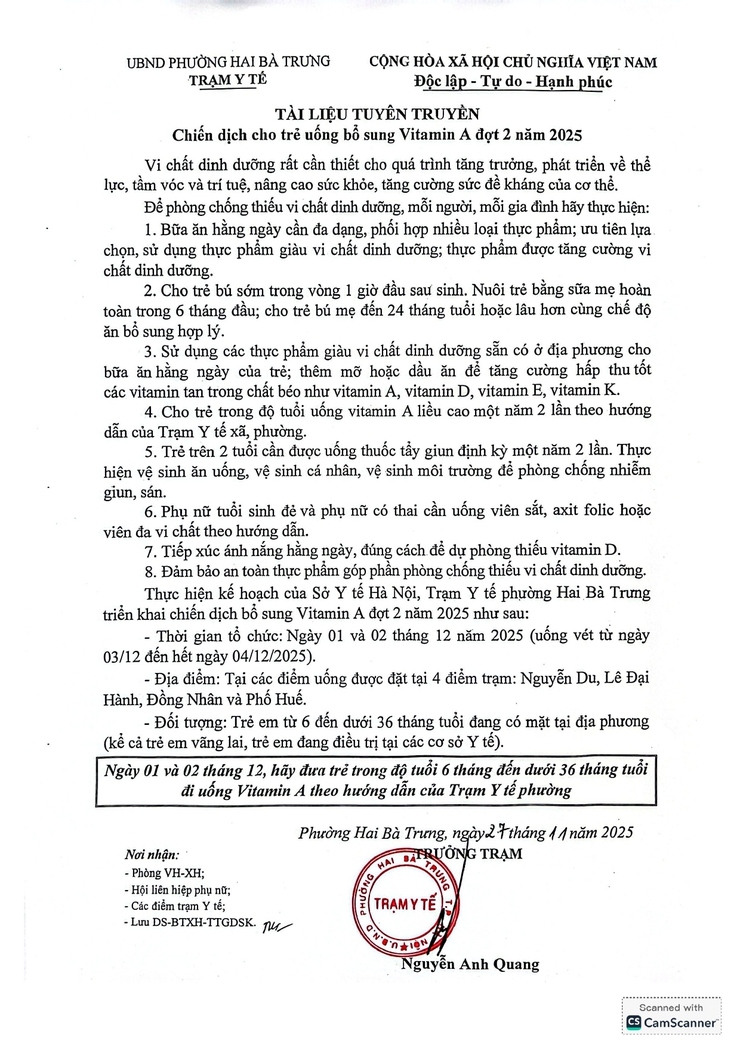 Chiến dịch cho trên uống bổ sung Vitamin A đợt 2 năm 2025.- Ảnh 1.