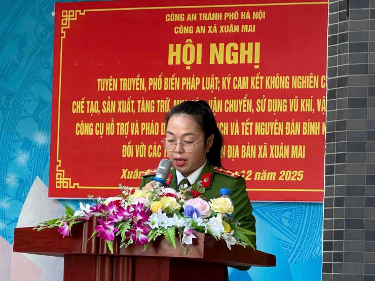 Công an xã Xuân Mai tuyên truyền pháp luật, ký cam kết không vi phạm về vũ khí, vật liệu nổ và pháo dịp Tết- Ảnh 4.