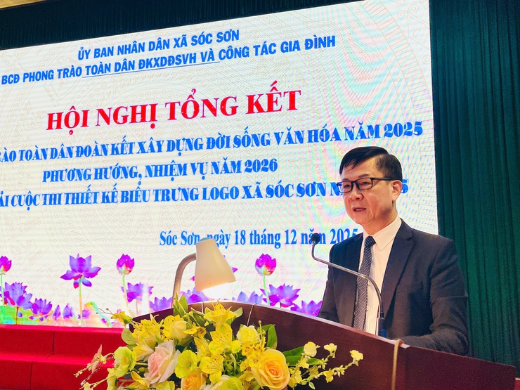 XÃ SÓC SƠN TỔNG KẾT PHONG TRÀO “TDĐKXDĐSVH” NĂM 2025, TRIỂN KHAI NHIỆM VỤ TRỌNG TÂM NĂM 2026. TRAO GIẢI CUỘC THI THIẾT KẾ LOGO XÃ SÓC SƠN.- Ảnh 2.