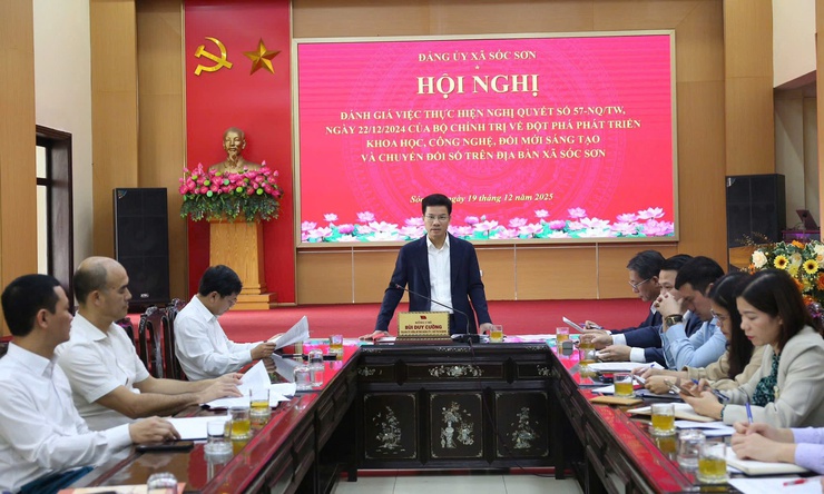 ĐẢNG BỘ XÃ SÓC SƠN TỔ CHỨC HỘI NGHỊ ĐÁNH GIÁ VIỆC THỰC HIỆN NGHỊ QUYẾT SỐ 57 CỦA BỘ CHÍNH TRỊ VỀ PHÁT TRIỂN KHOA HỌC, CÔNG NGHỆ, ĐỔI MỚI SÁNG TẠO VÀ CHUYỂN ĐỔI SỐ.- Ảnh 4.