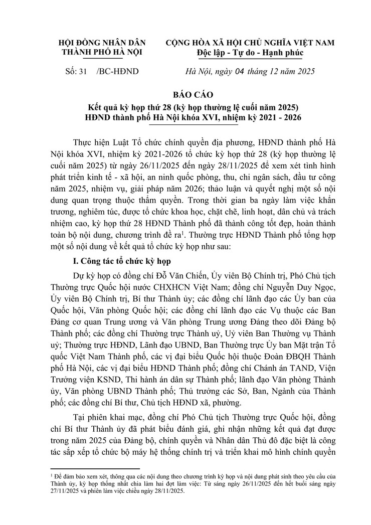 Kết quả kỳ họp thứ 28 của HĐND TP Hà Nội, nhiệm kỳ 2021 - 2026- Ảnh 1.