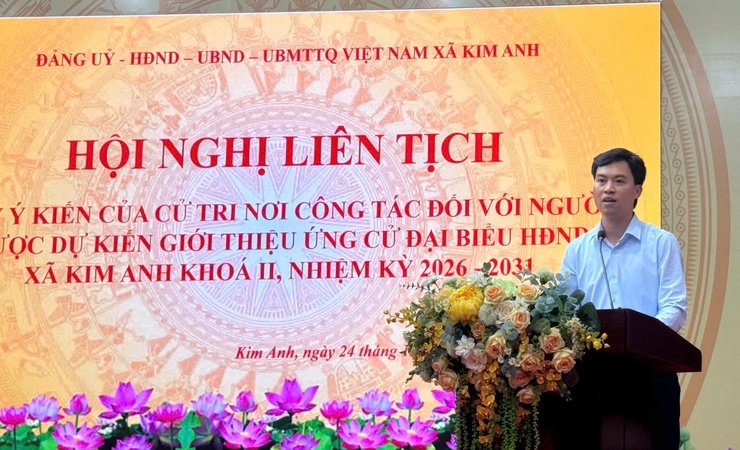 XÃ KIM ANH TỔ CHỨC HỘI NGHỊ LẤY Ý KIẾN CỬ TRI NƠI CÔNG TÁC ĐỐI VỚI NGƯỜI DỰ KIẾN GIỚI THIỆU ỨNG CỬ ĐẠI BIỂU HĐND XÃ NHIỆM KỲ 2026–2031.- Ảnh 4.