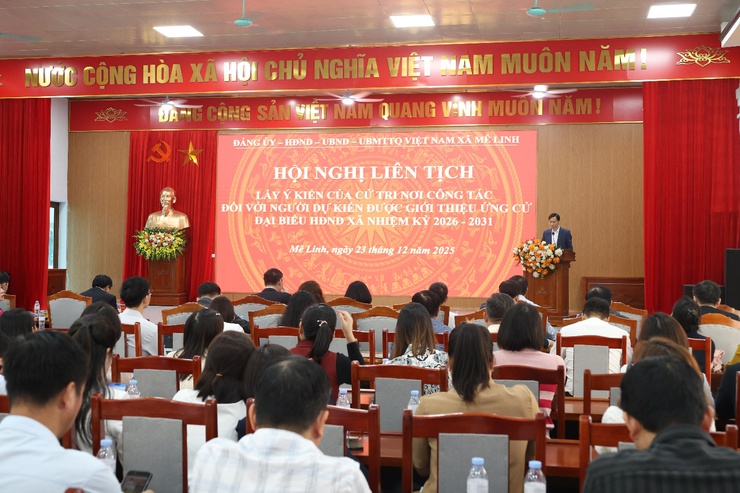Mê Linh lấy ý kiến của cử tri nơi công tác đối với người dự kiến được giới thiệu ứng cử đại biểu HĐND xã nhiệm kỳ 2026 - 2031- Ảnh 1.