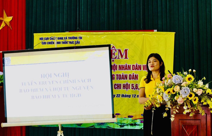 Xã Thường Tín tổ chức hội nghị tuyên truyền chính sách bảo hiểm xã hội tự nguyện tại Cụm dân cư số 6 – Trát Cầu- Ảnh 1.