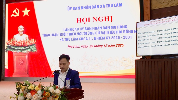 UBND XÃ THƯ LÂM TỔ CHỨC HỘI NGHỊ LÃNH ĐẠO UBND MỞ RỘNG THẢO LUẬN, GIỚI THIỆU NGƯỜI ỨNG CỬ ĐẠI BIỂU HĐND XÃ KHÓA II, NHIỆM KỲ 2026 – 2031- Ảnh 1.