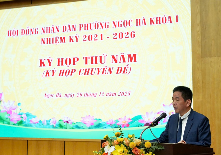 HĐND phường Ngọc Hà tổ chức Kỳ họp thứ 5 (kỳ họp chuyên đề), thông qua các nghị quyết quan trọng về công tác cán bộ và phát triển kinh tế – xã hội- Ảnh 1.