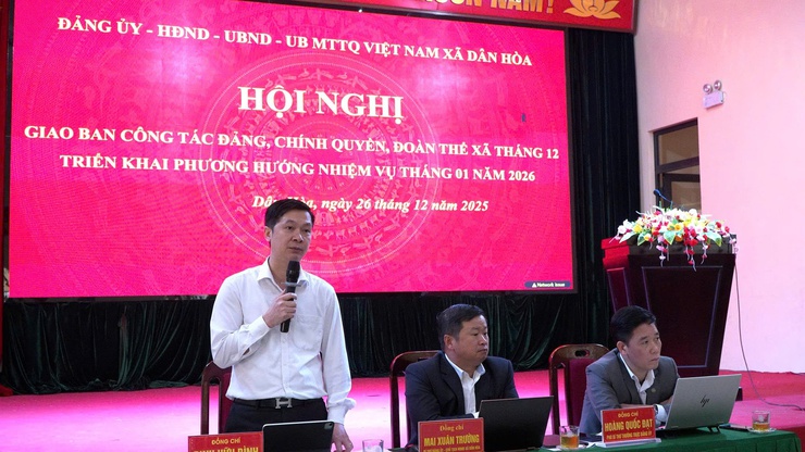 HỘI NGHỊ GIAO BAN CÔNG TÁC ĐẢNG, CHÍNH QUYỀN VÀ ĐOÀN THỂ XÃ THÁNG 12 NĂM 2025, PHƯƠNG HƯỚNG THÁNG 01 NĂM 2026.
- Ảnh 11.