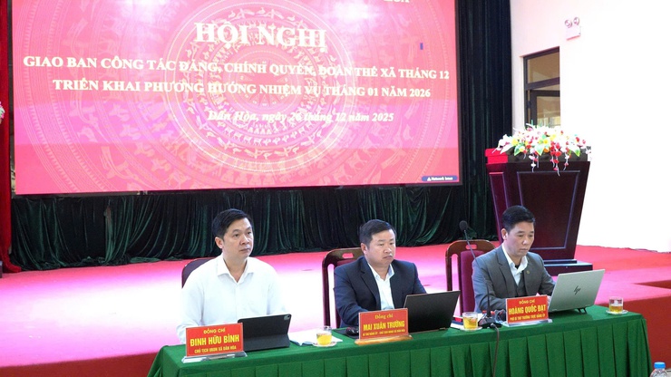 HỘI NGHỊ GIAO BAN CÔNG TÁC ĐẢNG, CHÍNH QUYỀN VÀ ĐOÀN THỂ XÃ THÁNG 12 NĂM 2025, PHƯƠNG HƯỚNG THÁNG 01 NĂM 2026.
- Ảnh 1.