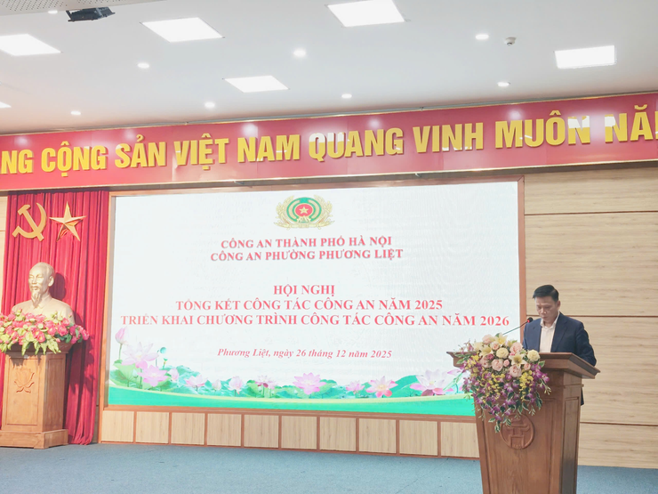 Công an phường Phương Liệt tổ chức tổng kết công tác năm 2025, triển khai công tác năm 2026; triển khai kế hoạch cao điểm.- Ảnh 4.