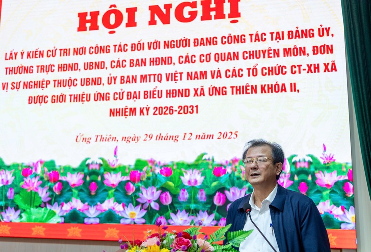 Ứng Thiên tổ chức hội nghị lấy ý kiến cử tri nơi công tác đối với người được giới thiệu ứng cử đại biểu HĐND xã nhiệm kỳ 2026–2031- Ảnh 1.