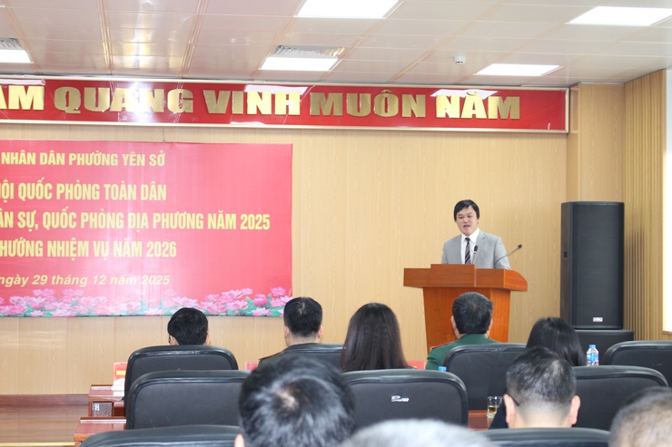 Phường Yên Sở tổ chức hội nghị tổng kết công tác quân sự, quốc phòng địa phương năm 2025 và phương hướng nhiệm vụ năm 2026.- Ảnh 3.