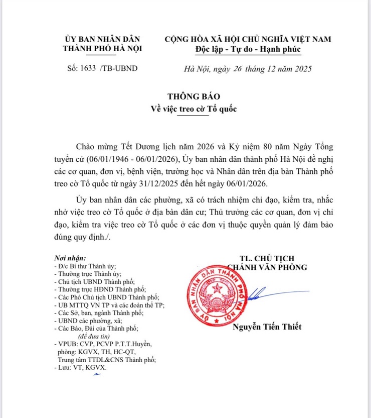 Treo cờ Tổ quốc chào mừng Tết Dương lịch năm 2026- Ảnh 1.