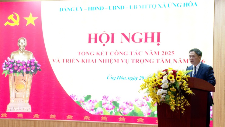 ĐẢNG UỶ XÃ ỨNG HOÀ TỔNG KẾT CÔNG TÁC XÂY DỰNG ĐẢNG NĂM 2025, TRIỂN KHAI NHIỆM VỤ TRỌNG TÂM NĂM 2026.- Ảnh 4.