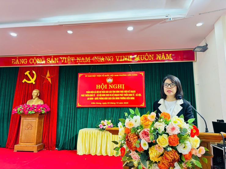 UB. MTTQ phường Kiến Hưng tổ chức hội nghị phản biện Dự thảo Báo cáo kết quả thực hiện các chỉ tiêu phát triển kinh tế - xã hội năm 2025 và Kế hoạch phát triển kinh tế - xã hội năm 2026 của UBND phường Kiến Hưng- Ảnh 2.