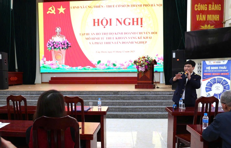 Xã Ứng Thiên tổ chức tập huấn hỗ trợ hộ kinh doanh chuyển đổi từ thuế khoán sang kê khai và chuyển đổi lên doanh nghiệp- Ảnh 3.