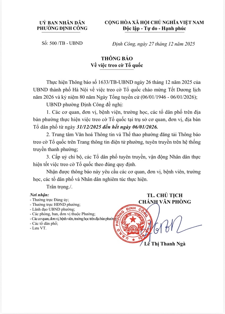 Thông báo treo cờ Tổ quốc- Ảnh 1.