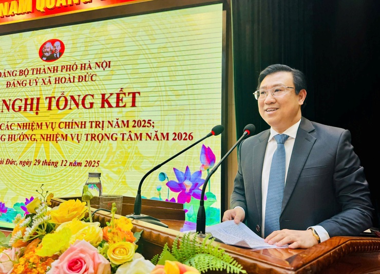 Đảng uỷ xã Hoài Đức tổng kết thực hiện các nhiệm vụ chính trị năm 2025, triển khai phương hướng nhiệm vụ trọng tâm năm 2026- Ảnh 4.