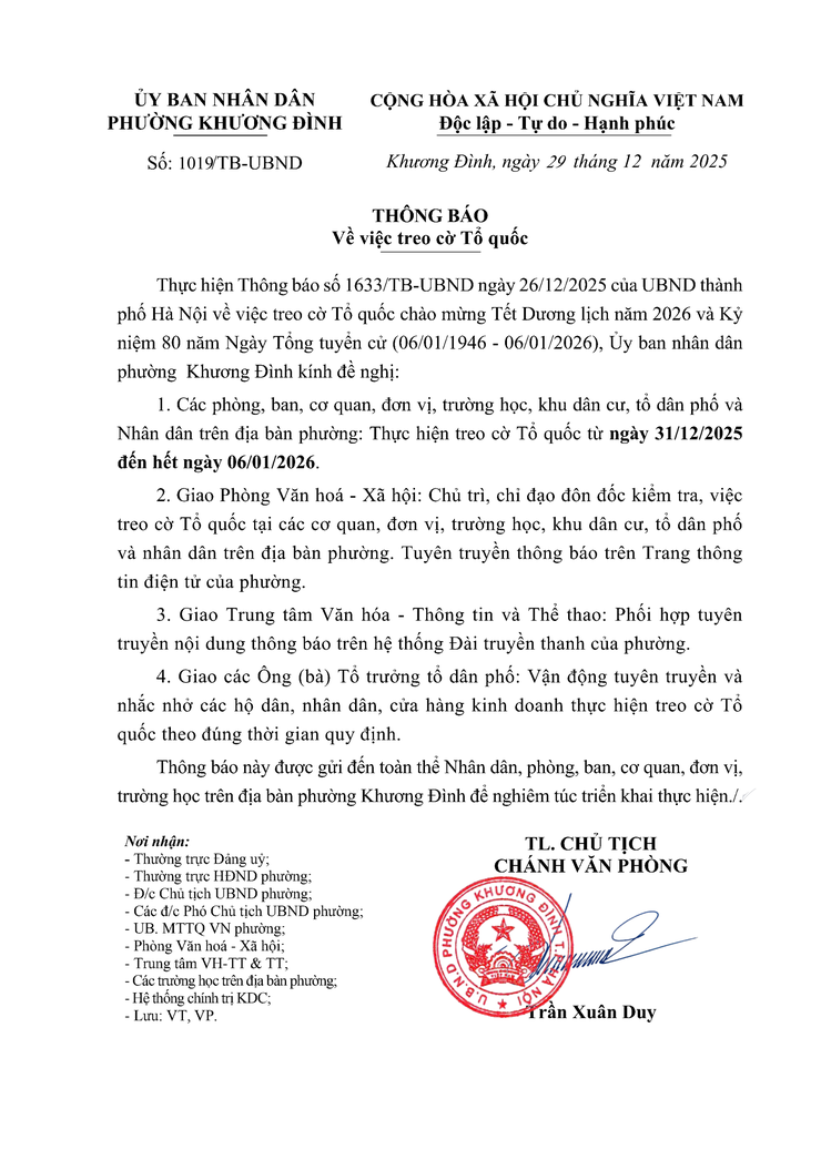 Thông báo lịch treo cờ Tổ quốc chào mừng Tết Dương lịch năm 2026 và Kỷ niệm 80 năm Ngày Tổng tuyển cử- Ảnh 1.