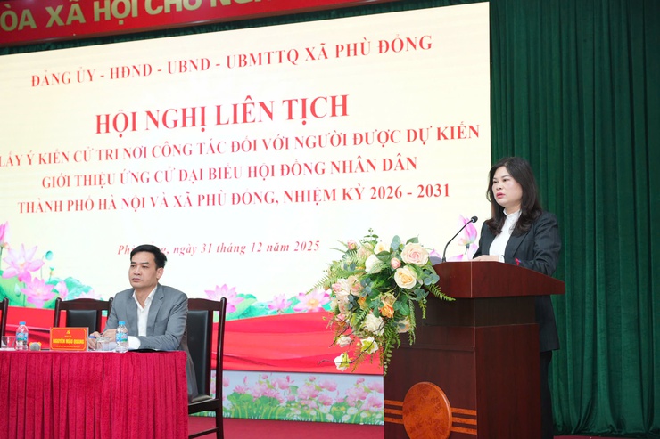 Xã Phù Đổng tổ chức Hội nghị lấy ý kiến cử tri nơi công tác đối với người được dự kiến giới thiệu ứng cử Đại biểu HĐND Thành phố khóa XVII, Đại biểu HĐND xã khóa XXII, nhiệm kỳ 2026 - 2031.- Ảnh 4.