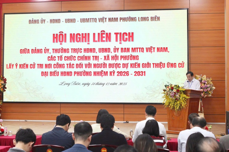 Phường Long Biên tổ chức Hội nghị lấy ý kiến cử tri nơi công tác đối với người ứng cử đại biểu HĐND phường nhiệm kỳ 2026–2031- Ảnh 2.