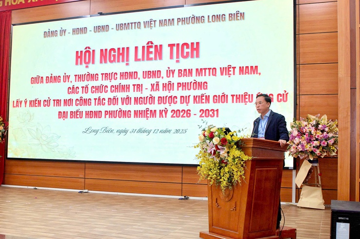 Phường Long Biên tổ chức Hội nghị lấy ý kiến cử tri nơi công tác đối với người ứng cử đại biểu HĐND phường nhiệm kỳ 2026–2031- Ảnh 1.