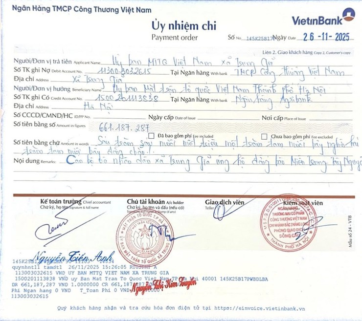 CÁN BỘ VÀ NHÂN DÂN XÃ TRUNG GIÃ ỦNG HỘ ĐỒNG BÀO MIỀN TRUNG - TÂY NGUYÊN- TỔNG SỐ TIỀN LÀ 661.187.287 ĐỒNG- Ảnh 2.