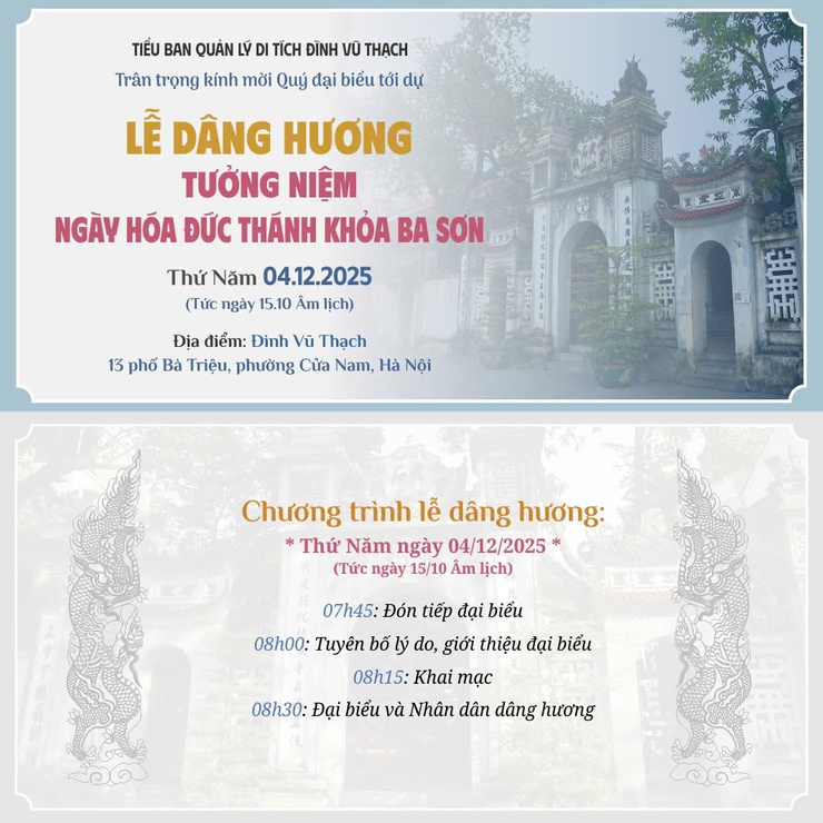 &nbsp;LỄ DÂNG HƯƠNG TƯỞNG NIỆM NGÀY HÓA ĐỨC THÁNH KHỎA BA SƠN- Ảnh 1.