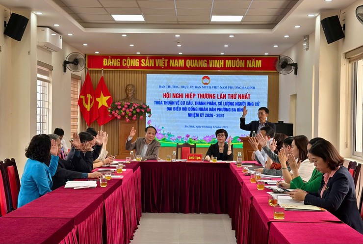 HỘI NGHỊ HIỆP THƯƠNG LẦN THỨ NHẤT THỐNG NHẤT CƠ CẤU, THÀNH PHẦN, SỐ LƯỢNG NGƯỜI ỨNG CỬ ĐẠI BIỂU HĐND PHƯỜNG BA ĐÌNH NHIỆM KỲ 2026 – 2031- Ảnh 2.