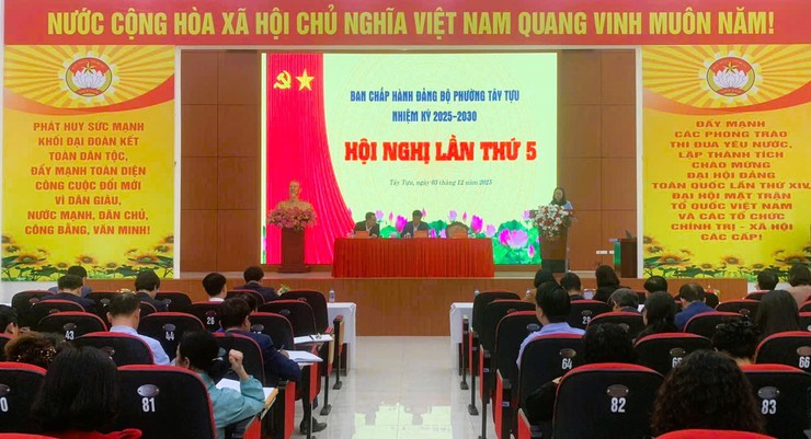 Hội nghị Ban chấp hành Đảng bộ phường Tây Tựu lần thứ  5- Ảnh 1.