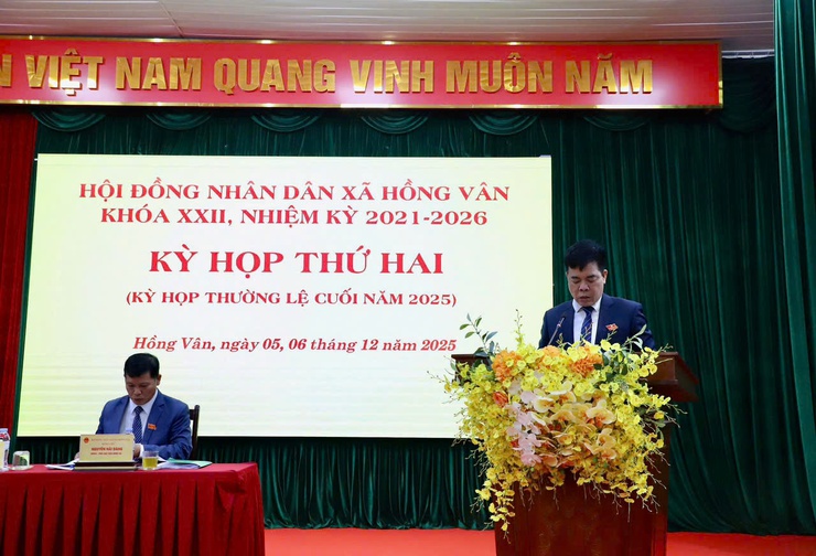 Kỳ họp thứ hai (kỳ họp thường lệ cuối năm 2025) HĐND xã Hồng Vân khoá XXII, nhiệm kỳ 2021-2026 thành công tốt đẹp- Ảnh 4.