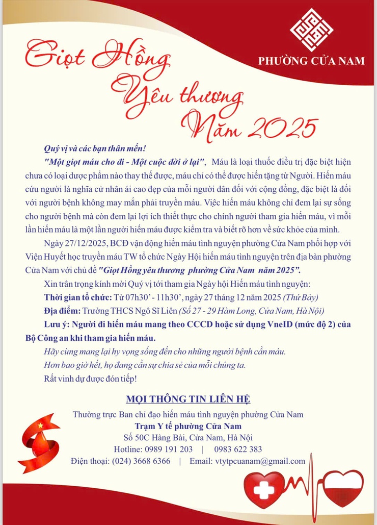 UBND PHƯỜNG CỬA NAM TỔ CHỨC VẬN ĐỘNG HIẾN MÁU TÌNH NGUYỆN NĂM 2025- Ảnh 3.