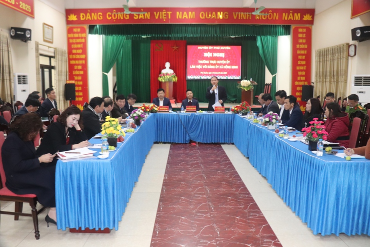 Thường trực Huyện ủy làm việc với Đảng ủy xã Hồng Minh- Ảnh 1.