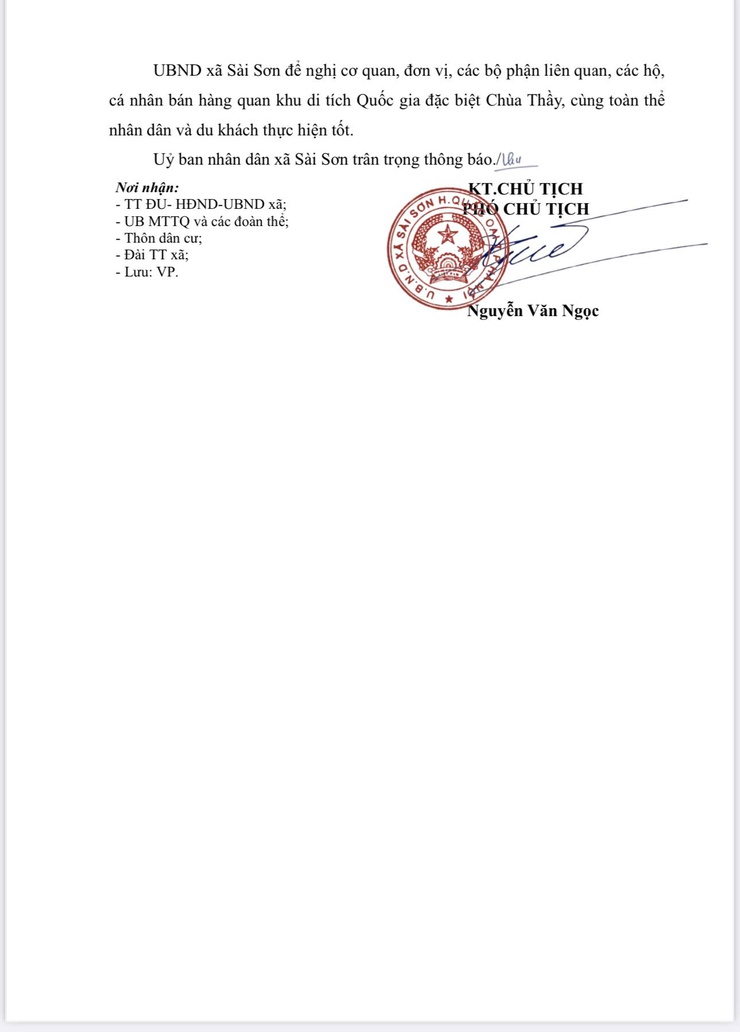 THÔNG BÁO VỀ VIỆC ĐẢM BẢO ANTT TẠI ĐIỂM DU LỊCH DI TÍCH QUỐC GIA ĐẶC BIỆT CHÙA THẦY- Ảnh 2.