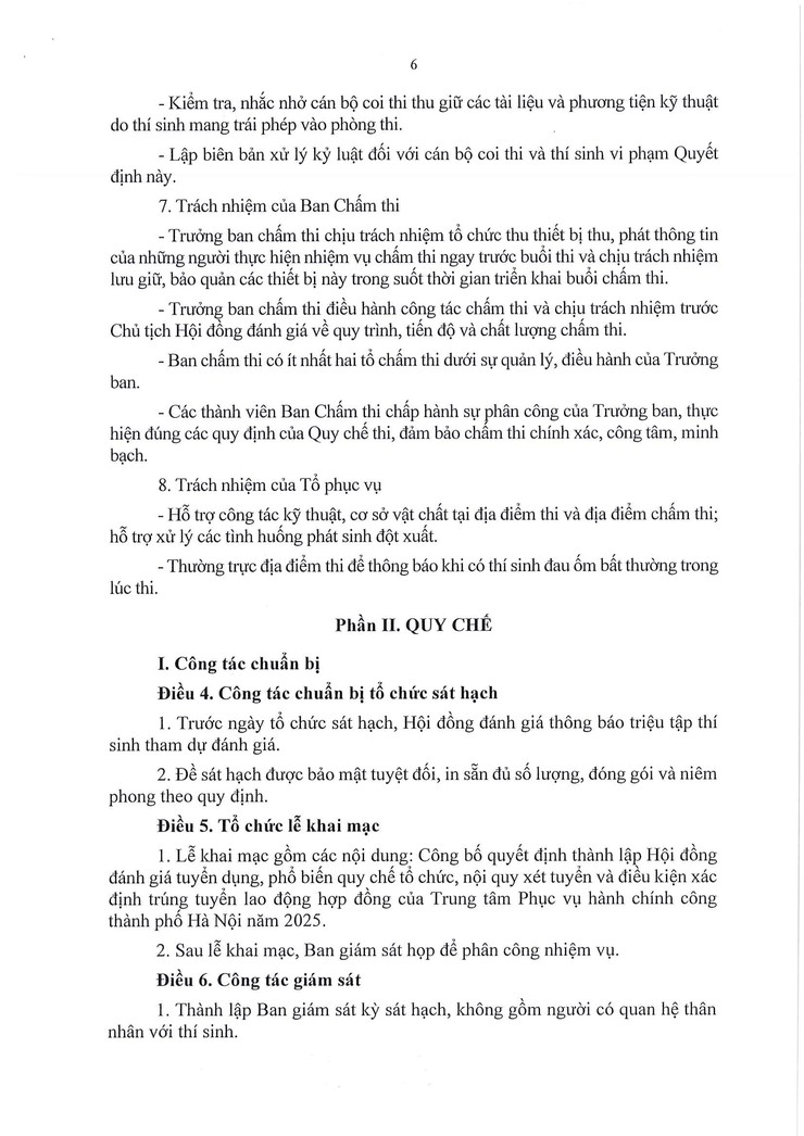 Quyết định Ban hành quy chế tổ chức, nội quy xét tuyển và điều kiện xác định trúng tuyển lao động hợp đồng của Trung tâm Phục vụ hành chính công Thành phố Hà Nội năm 2025- Ảnh 6.