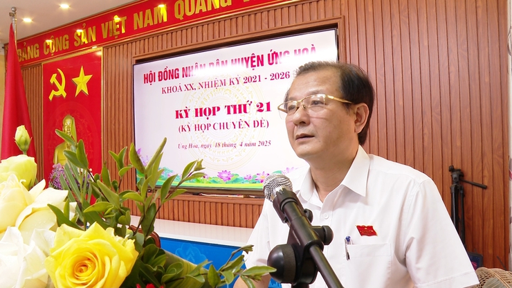 HĐND huyện Ứng Hòa tổ chức Kỳ họp thứ 21 - thông qua nhiều nội dung quan trọng về đầu tư công và ngân sách.- Ảnh 1.