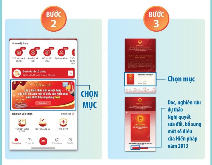 Hướng dẫn sử dụng tiện ích lấy ý kiến Nhân dân về nội dung sửa đổi, bổ sung một số điều của Hiến pháp năm 2013 trên ứng dụng VNeID - Ảnh 2.