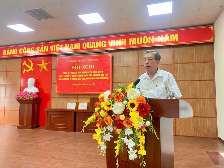Đảng bộ phường Lĩnh Nam tổ chức Hội nghị "Tổng kết 10 năm thực hiện Chỉ thị số 05-CT/TW, ngày 15/5/2016 của Bộ Chính trị về "Đẩy mạnh học tập và làm theo tư tưởng, đạo đức, phong cách Hồ Chí Minh".

- Ảnh 3.