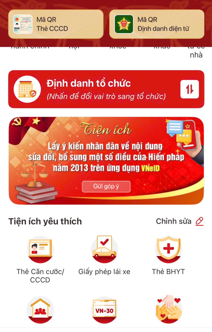 HƯỚNG DẪN: Các bước thực hiện góp ý sửa đổi Hiến pháp trên ứng dụng VNeID- Ảnh 1.