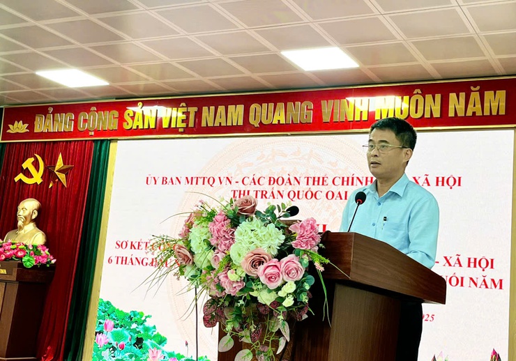Thị trấn Quốc Oai: Sơ kết công tác mặt trận, các đoàn thể chính trị - xã hội 6 tháng đầu năm, phương hướng nhiệm vụ 6 tháng cuối năm 2025- Ảnh 4.