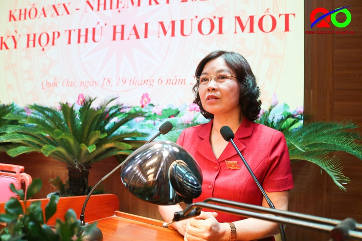HĐND huyện Quốc Oai khoá XX, nhiệm kỳ 2021-2026 tiếp tục phiên làm việc thứ 2 và Bế mạc kỳ họp thứ 21- Ảnh 3.