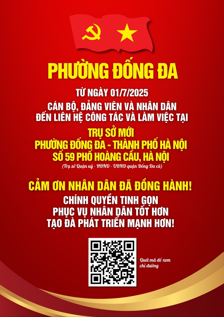 Thông báo trụ sở làm việc của phường Đống Đa, thành phố Hà Nội- Ảnh 1.