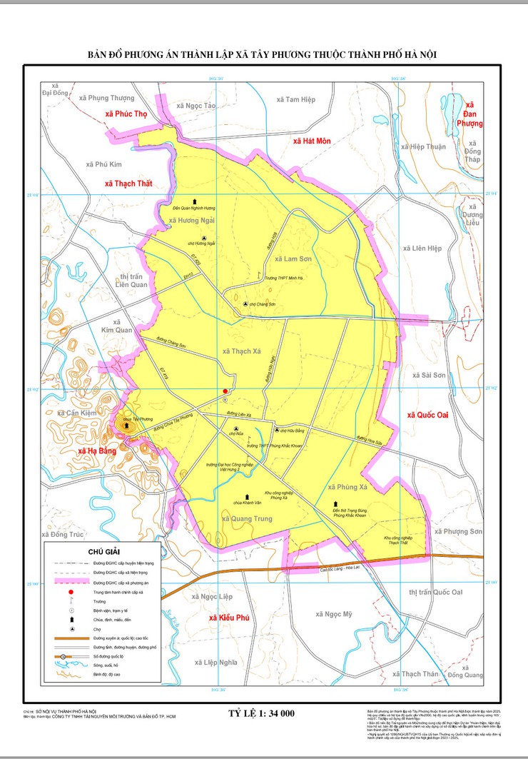 BẢN ĐỒ PHƯƠNG ÁN THÀNH LẬP XÃ TÂY PHƯƠNG THUỘC THÀNH PHỐ HÀ NỘI- Ảnh 1.