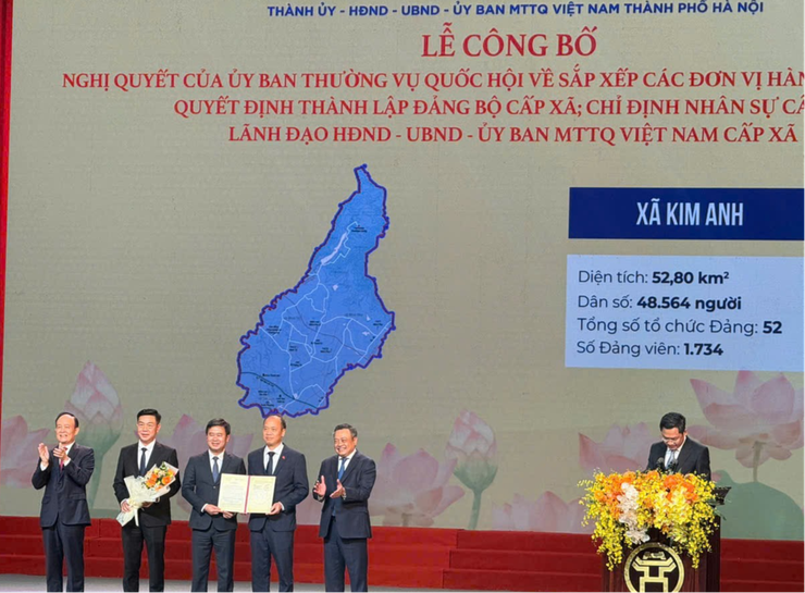 Thành ủy – HĐND – UBND - Ủy ban MTTQ Việt Nam Thành phố Hà Nội đã công bố quyết định thành lập Đảng bộ xã Kim Anh và quyết định chỉ định các chức danh lãnh đạo chủ chốt xã Kim Anh.- Ảnh 1.