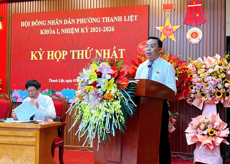 HĐND PHƯỜNG THANH LIỆT KHÓA I, NHIỆM KỲ 2021–2026 TỔ CHỨC KỲ HỌP THỨ NHẤT- Ảnh 3.