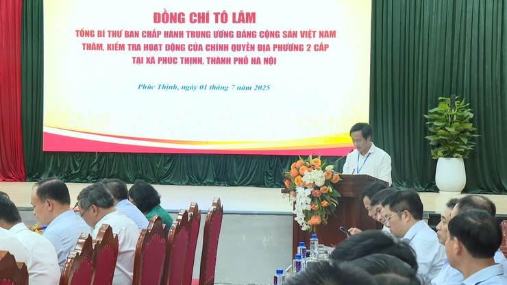 Tổng Bí thư Tô Lâm thăm, kiểm tra hoạt động chính quyền địa phương hai cấp tại xã Phúc Thịnh, thành phố Hà Nội- Ảnh 4.