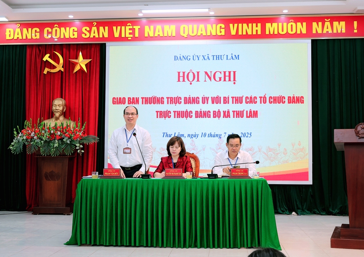 ĐẢNG ỦY XÃ THƯ LÂM TỔ CHỨC HỘI NGHỊ GIAO BAN THƯỜNG TRỰC ĐẢNG ỦY VỚI BÍ THƯ CÁC TỔ CHỨC ĐẢNG TRỰC THUỘC ĐẢNG BỘ XÃ.- Ảnh 4.