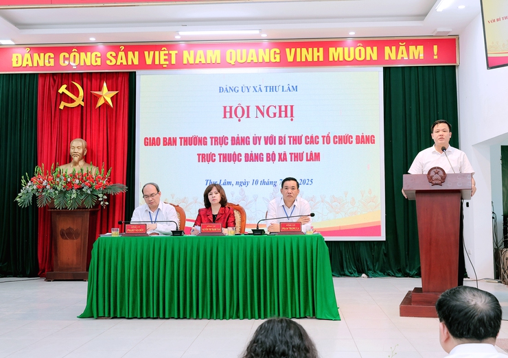 ĐẢNG ỦY XÃ THƯ LÂM TỔ CHỨC HỘI NGHỊ GIAO BAN THƯỜNG TRỰC ĐẢNG ỦY VỚI BÍ THƯ CÁC TỔ CHỨC ĐẢNG TRỰC THUỘC ĐẢNG BỘ XÃ.- Ảnh 7.